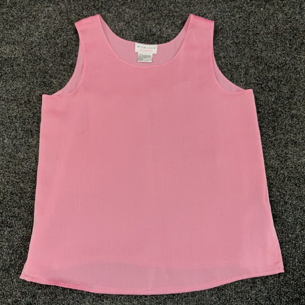 Victor Costa Outfit Womens M Pink Chiffon 2 Piece Tank Pants Occasion Set